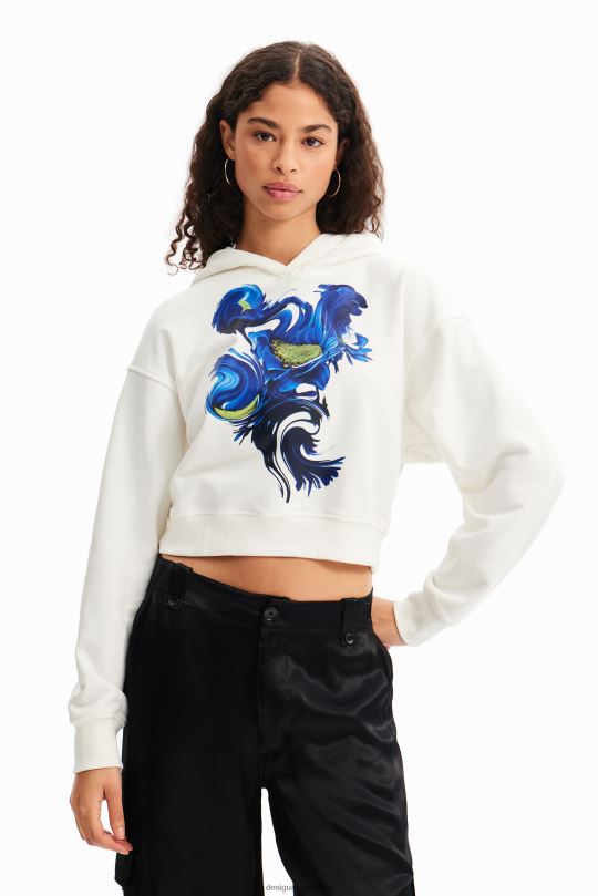 ropa 4802L830 mujer Desigual sudadera con capucha corta y artística - Desigual sales online