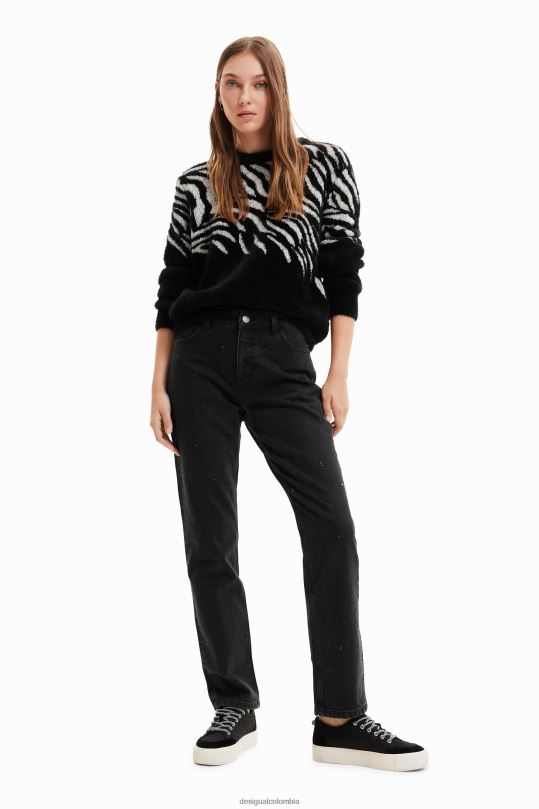 ropa 4802L1039 mujer Desigual suéter con efecto de pelo de cebra - Desigual sale damen