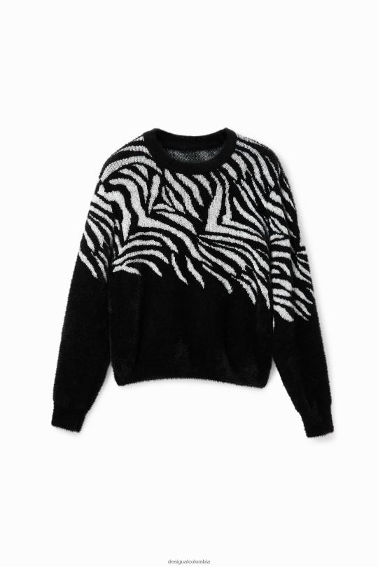 ropa 4802L1039 mujer Desigual suéter con efecto de pelo de cebra - Desigual sale damen