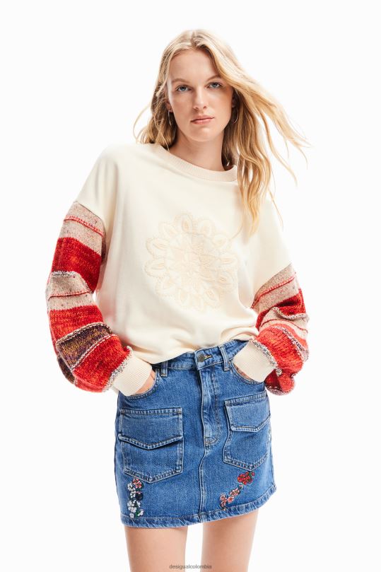 Desigual Colombia bolsos - ropa 4802L174 mujer Desigual sudadera con combinación de bordados
