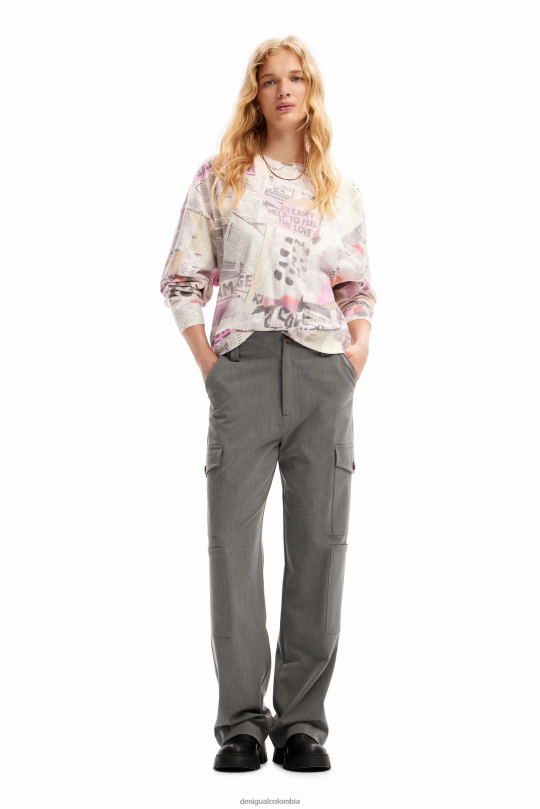 ropa 4802L263 mujer Desigual sudadera oversize tipo periódico - Desigual sale damen