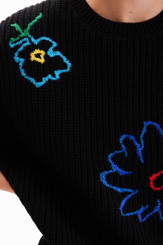ropa 4802L2 mujer Desigual jersey con bordado floral - Desigual Colombia rebajas