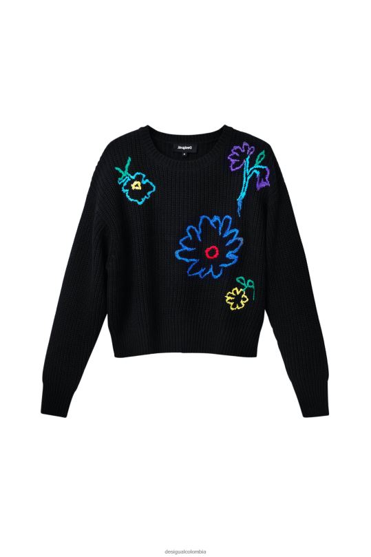 ropa 4802L2 mujer Desigual jersey con bordado floral - Desigual Colombia rebajas