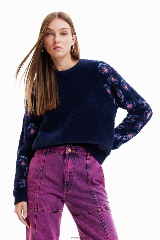 ropa 4802L350 mujer Desigual suéter con efecto de pelo floral - Desigual Colombia rebajas