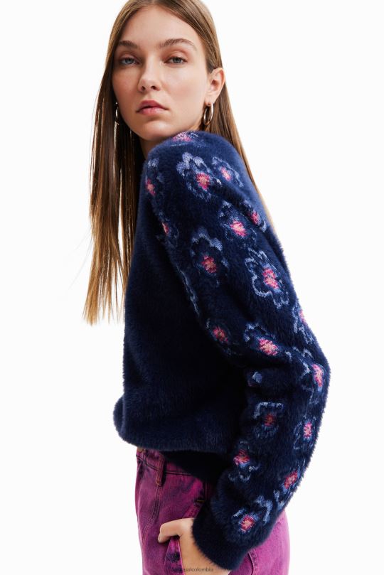 ropa 4802L350 mujer Desigual suéter con efecto de pelo floral - Desigual Colombia rebajas
