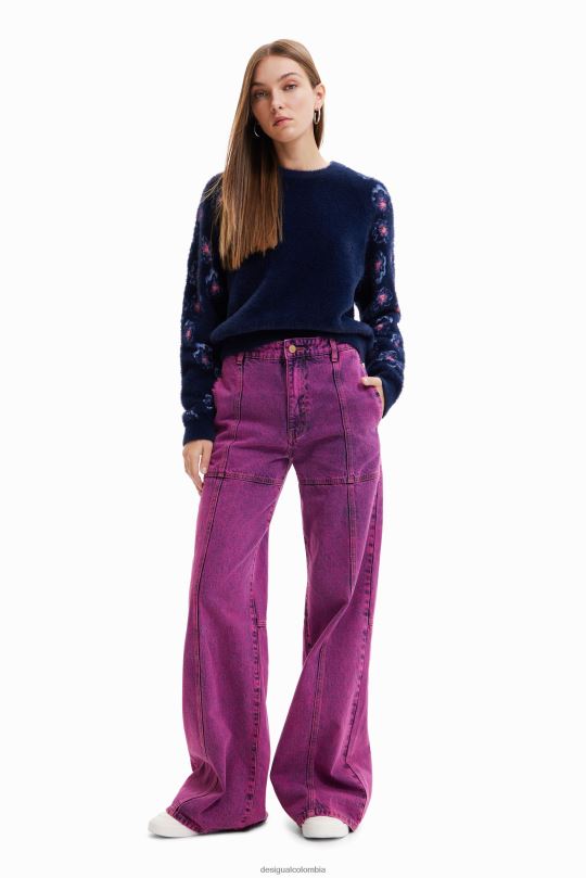 ropa 4802L350 mujer Desigual suéter con efecto de pelo floral - Desigual Colombia rebajas
