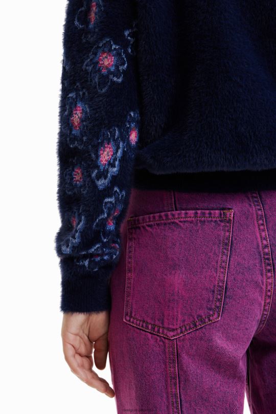 ropa 4802L350 mujer Desigual suéter con efecto de pelo floral - Desigual Colombia rebajas