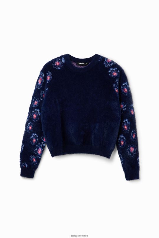 ropa 4802L350 mujer Desigual suéter con efecto de pelo floral - Desigual Colombia rebajas