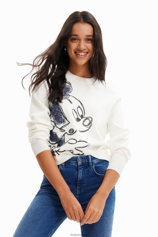 ropa 4802L351 mujer Desigual jersey con bordado de mickey mouse - Desigual sale damen