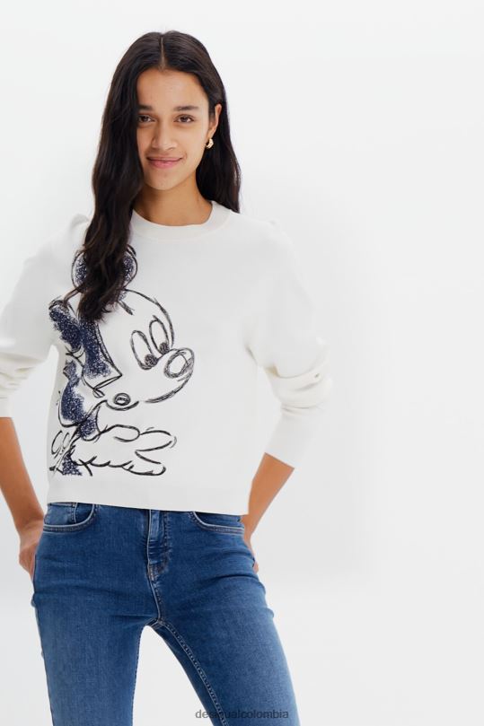ropa 4802L351 mujer Desigual jersey con bordado de mickey mouse - Desigual sale damen