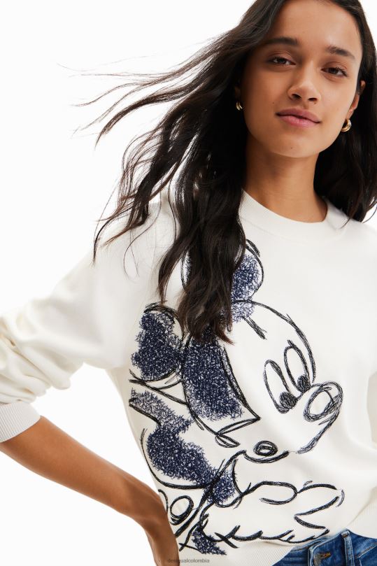 ropa 4802L351 mujer Desigual jersey con bordado de mickey mouse - Desigual sale damen