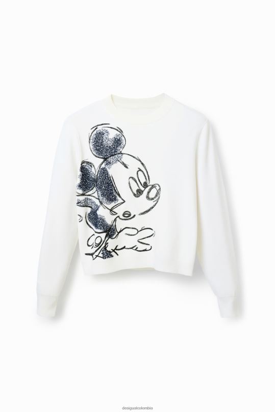 ropa 4802L351 mujer Desigual jersey con bordado de mickey mouse - Desigual sale damen