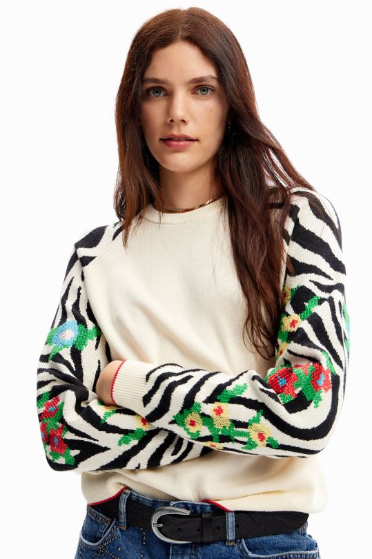 blusas Desigual bogota - ropa 4802L41 mujer Desigual suéter con bordado de cebra