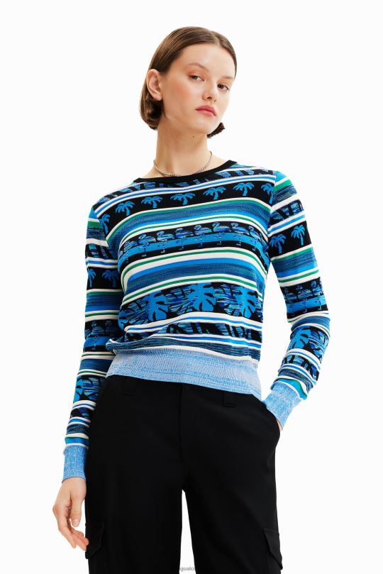 Desigual Colombia pagina oficial - ropa 4802L501 mujer Desigual jersey con borde tropical
