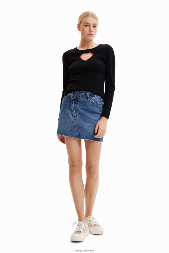 Desigual Colombia - ropa 4802L624 mujer Desigual suéter con aberturas en forma de corazón