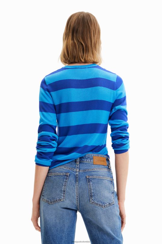 ropa 4802L815 mujer Desigual jersey corto a rayas con planetas - Desigual Colombia rebajas