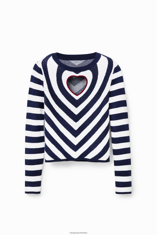 ropa 4802L841 mujer Desigual jersey a rayas con abertura en forma de corazón - Desigual sales online