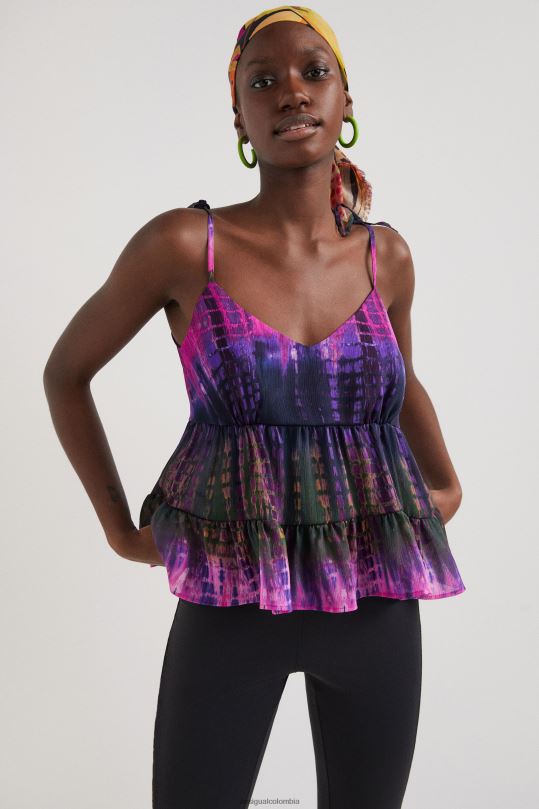 Desigual Colombia pagina oficial - ropa 4802L1116 mujer Desigual top con tirantes teñidos anudados