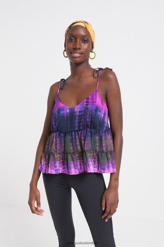 Desigual Colombia pagina oficial - ropa 4802L1116 mujer Desigual top con tirantes teñidos anudados