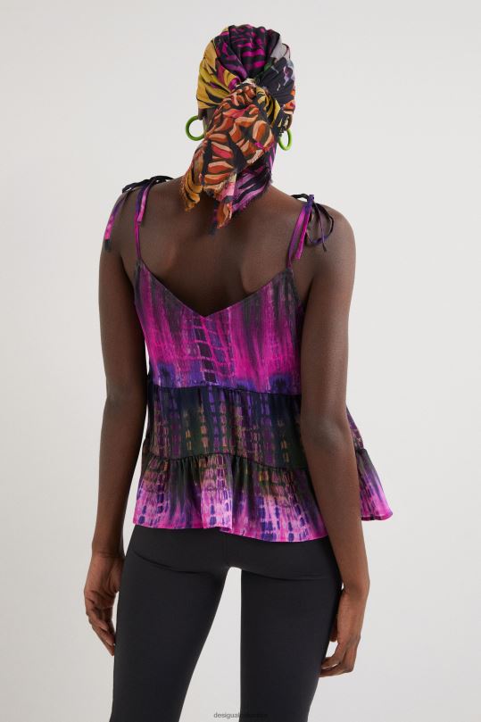 Desigual Colombia pagina oficial - ropa 4802L1116 mujer Desigual top con tirantes teñidos anudados
