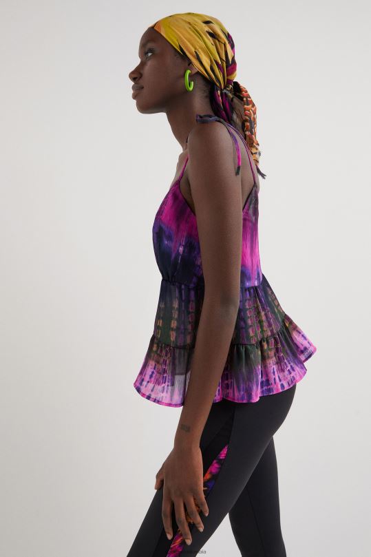 Desigual Colombia pagina oficial - ropa 4802L1116 mujer Desigual top con tirantes teñidos anudados