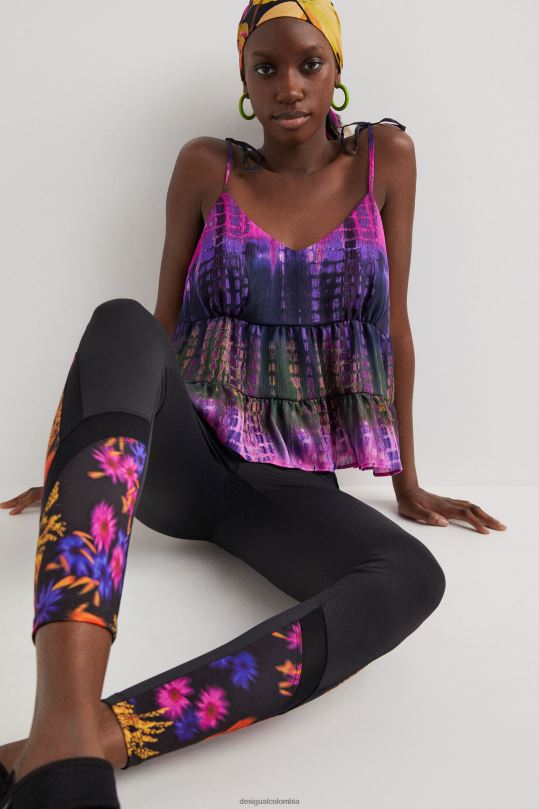 Desigual Colombia pagina oficial - ropa 4802L1116 mujer Desigual top con tirantes teñidos anudados