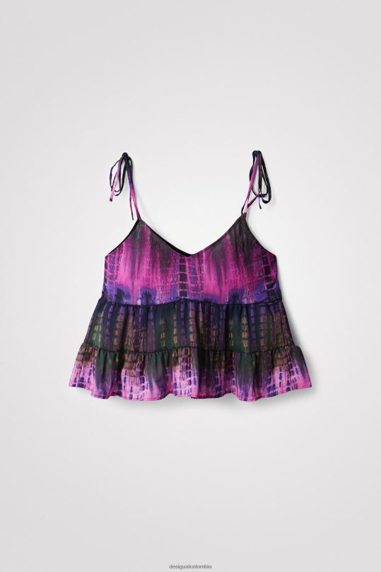 Desigual Colombia pagina oficial - ropa 4802L1116 mujer Desigual top con tirantes teñidos anudados