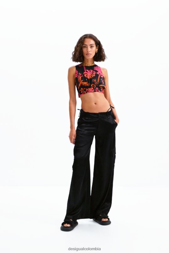 ropa 4802L792 mujer Desigual top tropical corto con tirantes - Desigual Colombia Medellín