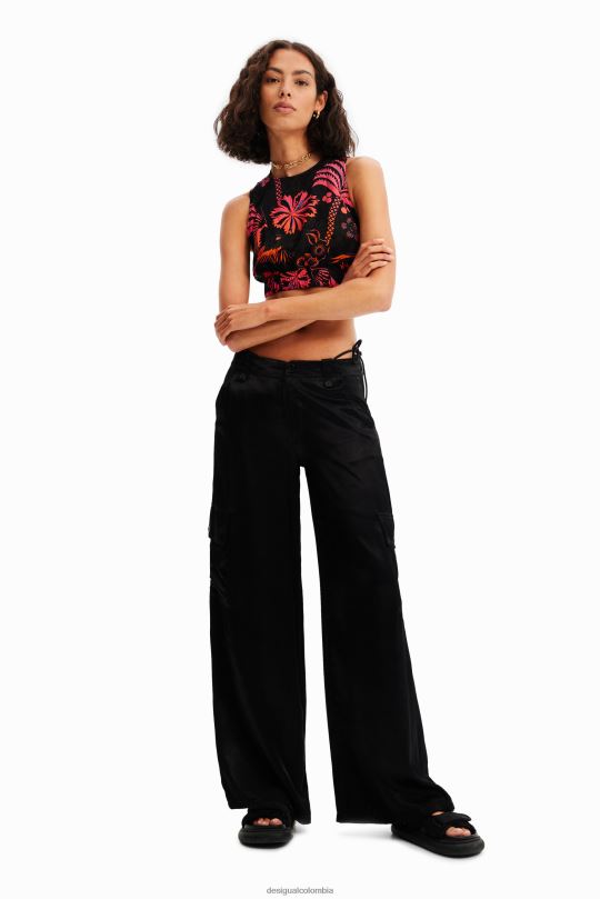 ropa 4802L792 mujer Desigual top tropical corto con tirantes - Desigual Colombia Medellín