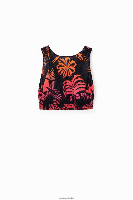 ropa 4802L792 mujer Desigual top tropical corto con tirantes - Desigual Colombia Medellín