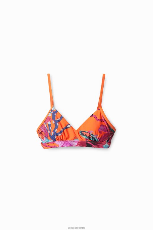 ropa 4802L1130 mujer Desigual top de bikini triangular color coral - Desigual Colombia rebajas