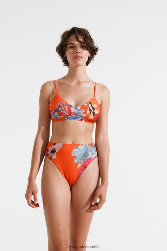ropa 4802L1130 mujer Desigual top de bikini triangular color coral - Desigual Colombia rebajas