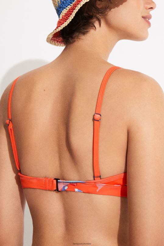ropa 4802L1130 mujer Desigual top de bikini triangular color coral - Desigual Colombia rebajas