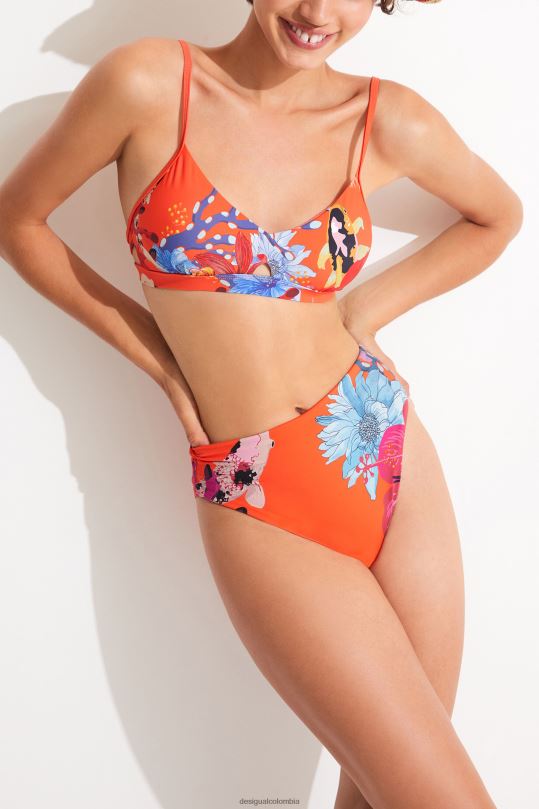 ropa 4802L1130 mujer Desigual top de bikini triangular color coral - Desigual Colombia rebajas