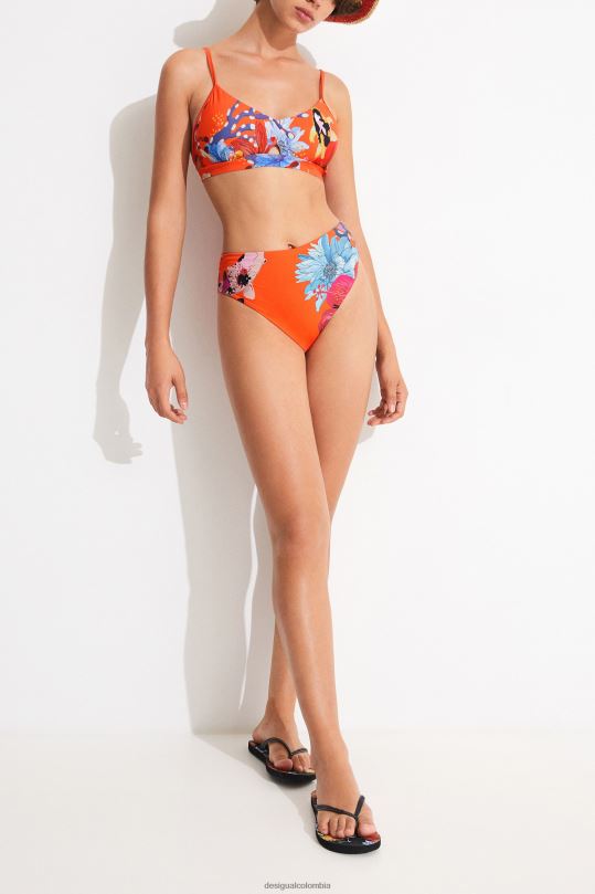ropa 4802L1130 mujer Desigual top de bikini triangular color coral - Desigual Colombia rebajas