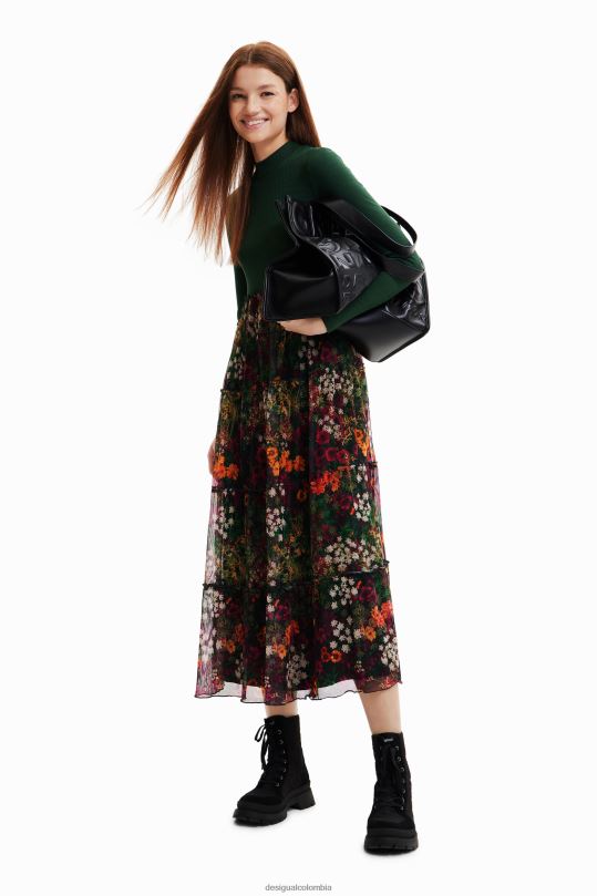ropa 4802L1003 mujer Desigual vestido largo con falda de tul - Desigual sale damen