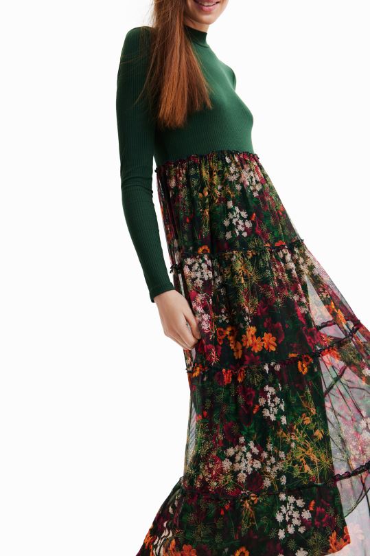 ropa 4802L1003 mujer Desigual vestido largo con falda de tul - Desigual sale damen