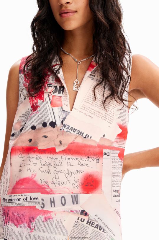 ropa 4802L100 mujer Desigual vestido tipo polo de periódico - Desigual shop