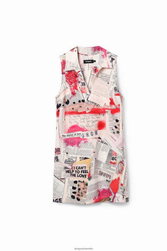ropa 4802L100 mujer Desigual vestido tipo polo de periódico - Desigual shop