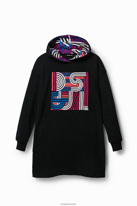 ropa 4802L1038 mujer Desigual vestido corto de felpa con capucha - Desigual shop