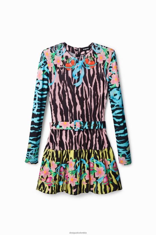 ropa 4802L1126 mujer Desigual vestido corto ajustado de cebra - Desigual sale damen