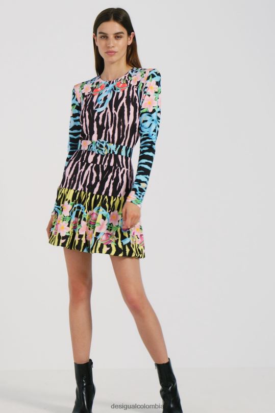 ropa 4802L1126 mujer Desigual vestido corto ajustado de cebra - Desigual sale damen