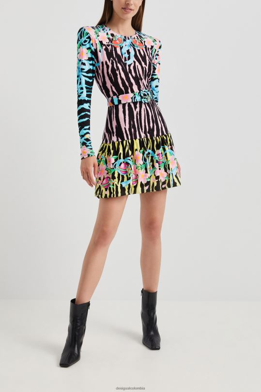 ropa 4802L1126 mujer Desigual vestido corto ajustado de cebra - Desigual sale damen