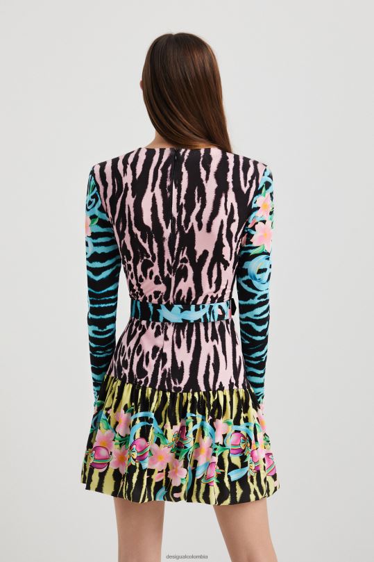 ropa 4802L1126 mujer Desigual vestido corto ajustado de cebra - Desigual sale damen