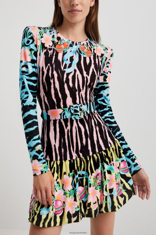 ropa 4802L1126 mujer Desigual vestido corto ajustado de cebra - Desigual sale damen