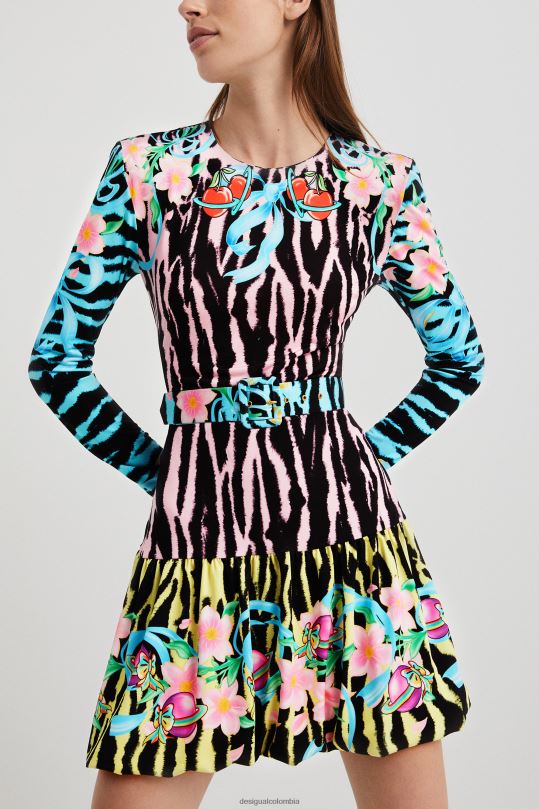 ropa 4802L1126 mujer Desigual vestido corto ajustado de cebra - Desigual sale damen