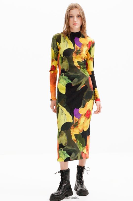Desigual Colombia pagina oficial - ropa 4802L1138 mujer Desigual vestido midi ajustado con estampado floral