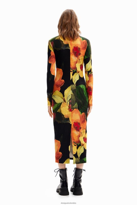 Desigual Colombia pagina oficial - ropa 4802L1138 mujer Desigual vestido midi ajustado con estampado floral