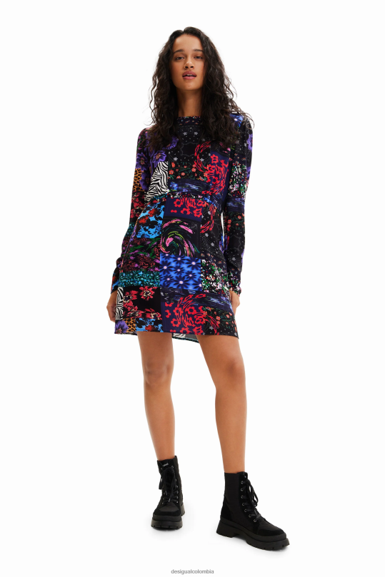 Desigual Colombia bolsos - ropa 4802L1152 mujer Desigual vestido corto con aberturas y patchwork
