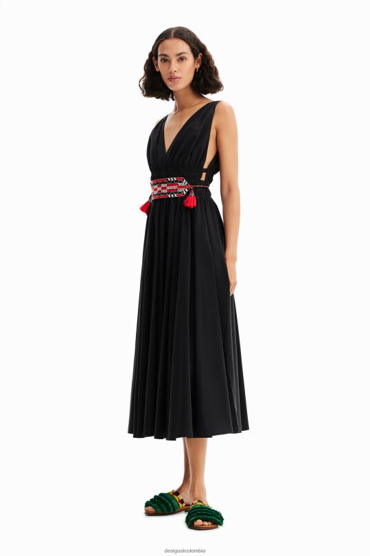 ropa 4802L126 mujer Desigual vestido midi con cinturón stella jean - Desigual Colombia rebajas